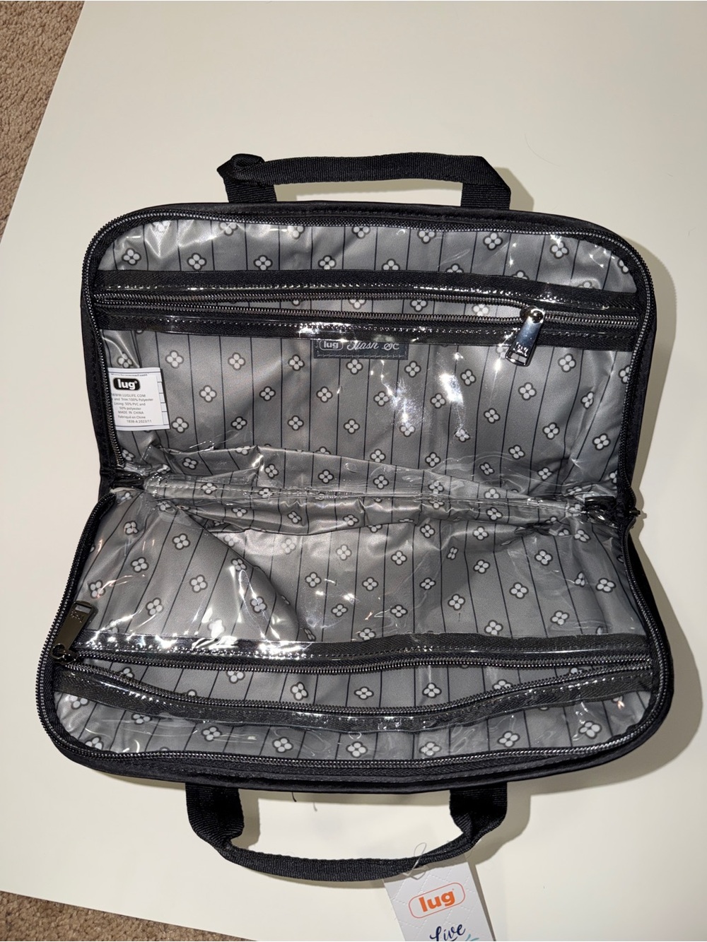 lug Black Nylon Cosmetic Travel Pouch with Top Handles - Picture 2 of 2